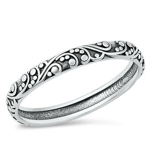 925 Sterling Silver Bali Dot Design Band Ring NEW