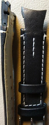 SOLO SE ADAPTA A EXTREMOS ÚNICOS Timex Negro Cuero Genuino Blanco Costuras de Alto Contraste  Foto 1 de 4