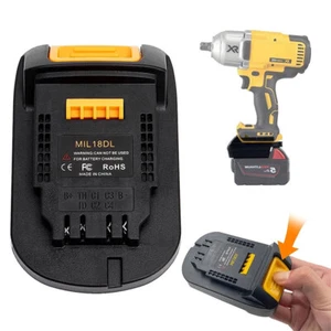 For Milwaukee M18 18V to DeWalt 18/20V MIL18DL Lithium Battery Adapter Converter - Picture 1 of 12