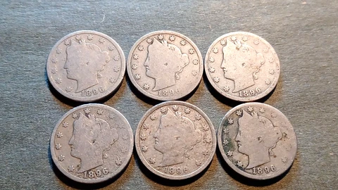 Lot of (6) Good 1896 Liberty Head Nickels Cover