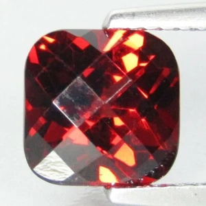 2.90Cts Ravishing Natural Almandine Garnet 7.7mm Cushion Checker Board Gemstone - Picture 1 of 3