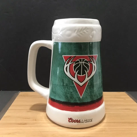 Milwaukee Bucks Basketball 24 oz. Coors Light Ceramic Beer Promo Mug, Pre-Owned Cover