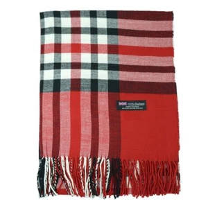 For Womens Blanket Tartan Scarf Wrap Shawl Plaid Checked 100% Cashmere Red - Picture 1 of 3