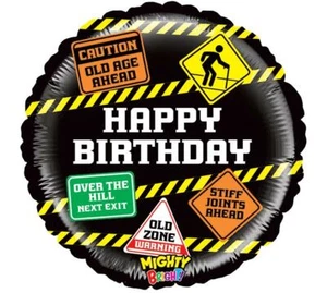 Happy Birthday Caution Signs Over the Hill 21" Round Balloons Foil Party 3 Pack - Picture 1 of 1