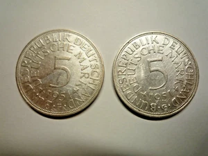 Münzen 5 DM 1951 G und F - Bild 1 von 2