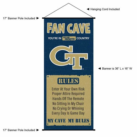 Georgia Tech Yellow Jackets Man Cave Fan Room Banner Poster Art Canvas Cover