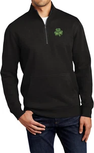 St Patricks Day Shamrock Patch Chest Print 1/4 Zip Fleece Sweatshirt - Picture 1 of 18