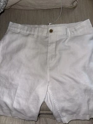 Caribbean Linen Polyester Blend Shorts Mens 38 White 9" Inseam Flat Front NWT - Image 1 of 4