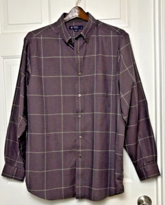 Cremieux Classics 38 Men's Shirt Size L Long Sleeve Flip Cuff Tan Blue... - Picture 1 of 7