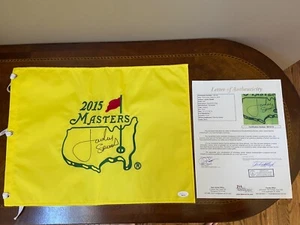 2015 Masters Golf Flag Signed Jordan Spieth Champion PGA JSA LOA - Picture 1 of 3