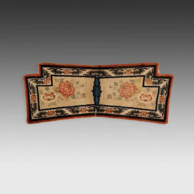 TIBETAN SADDLE RUG WOOL PILE TIBET CHINA  FLORAL LATE 19TH / EARLY 20TH C. - Image 1 of 4
