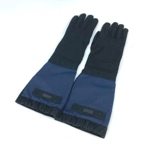 PRADA logo long gloves bicolor Glove Nylon / Rayon Black/blue - Picture 1 of 12