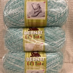 (3) 3.5oz Skiens BERNAT LI'L TOTS YARN 42201 AQUA BLUE Med 4 Acrylic RARE - Picture 1 of 6