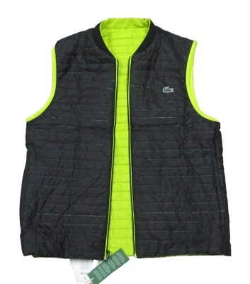 Chaleco acolchado reversible Lacoste Sport para hombre negro/amarillo neón Foto 1 de 4