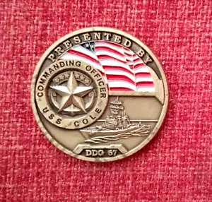 USS Cole DDG-67 Commanding Officer Challenge Coin - "Determined Warrior" - Picture 1 of 2