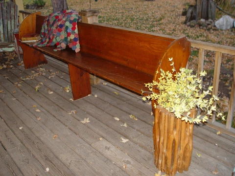 19th c. German Heart Pine Minnesota Church Pew, Bench Cover