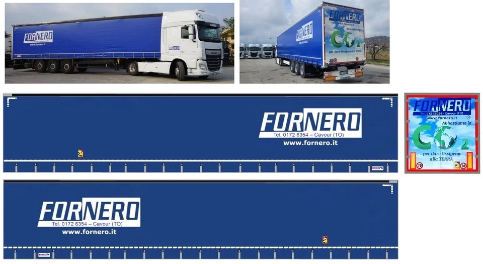 Nuova Grafica FORNERO CO2 adesiva trasparente per rimorchi centinati Herpa 1/87. - Immagine 1 di 1