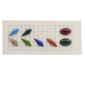 Sample card (8) Czech vintage large geometric glass cabochons - Picture 1 of 3