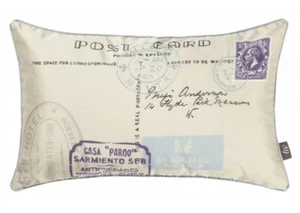 POSTKARTEN-Kissen mit Federdaunenfüllung: Reise, Shabby Chic, Schrift im Pariser Stil - Bild 1 von 2