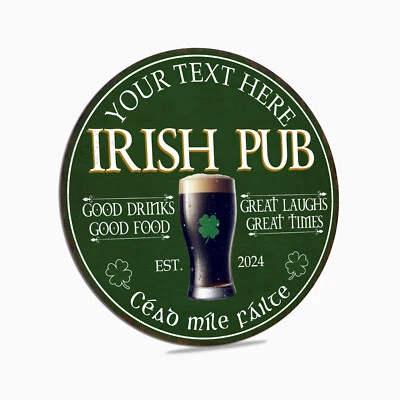 Personalized Irish Pub Sign, St Patrick's Day Decor, Irish Decor Custom Bar Sign - Image 1 of 4