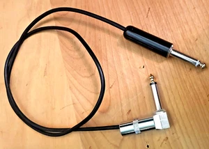 EX+ Belden 8451 1' to 2' Foot Black Gray 1/4" M to 1/4" Rt Angle Male M-M Cable - Picture 1 of 8