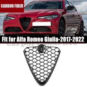 Carbon Paint Front Bumper Grill Upper Center Grille  For 17+ Alfa Romeo Stelvio - Picture 1 of 7