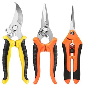 3 Pack Stainless Steel Pruning Shears for Gardening with Comfortable Grip - Picture 1 of 8