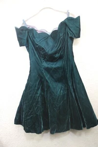Roberta smaragdgrünes schulterfreies Samtkleid - Größe 7/8 - Vintage 80er - Bild 1 von 9