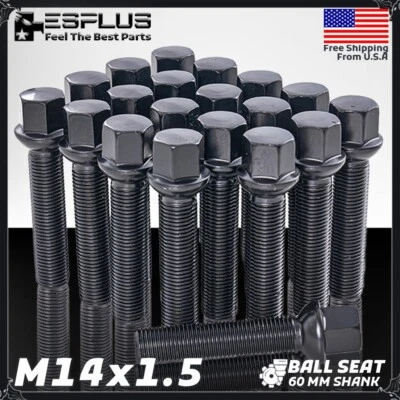 10 pernos Audi M14x1.5 negros 60 mm aptos para A3-8/E-Tron/Q2-Q8/RS W 30-34 espaciadores Foto 1 de 4