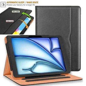 Leather Case for iPad Air 13 11 (M2) Pro 12.9 10th Gen 10.2 9.7 Mini Tan Cover - Picture 1 of 9