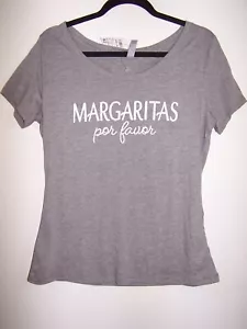NWT - Next Level, Gray & White Scoop Neck T-Shirt MARGARITAS Por Favor Size XL - Picture 1 of 2