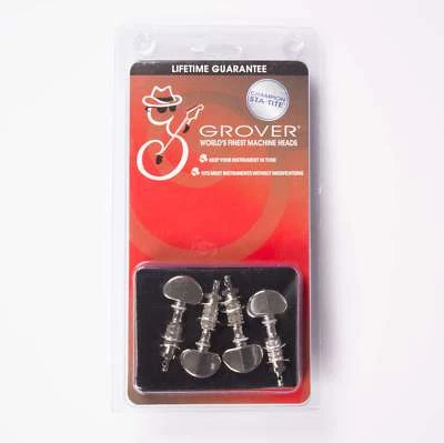 Grover Perma Tension 115N Tenor Banjo Pegs Nickel, metal buttons set of 4 - Image 1 of 3