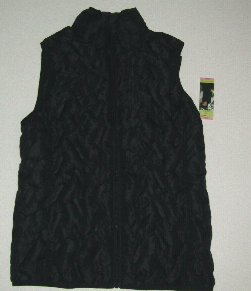 Tangerine Womens Puffer Light Weight Navy Blue Zip up Vest Sz S