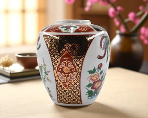 Kutani Stil Ingwerglas Vase - japanisches Motiv - Phönix Wagen ohne Deckel - Bild 1 von 9