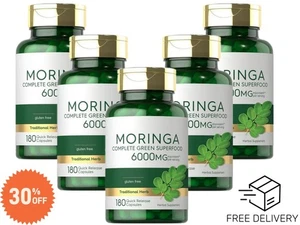 MORINGA Complete Green Superfood 6000MG Gluten Free Traditional Herb 180caps/PK - Picture 1 of 7