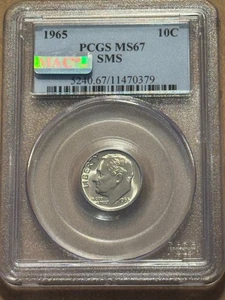 1965 ROOSEVELT DIME PCGS MAC SMS MS67 - Picture 1 of 2