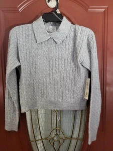 No Boundaries Damen Cropped Pullover mit Zopfmuster und Kragen grau XS (0-2) - Bild 1 von 3