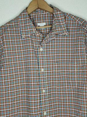 Fossil Men's Long Sleeve Button Down Top Medium Red Yellow Plaid Pocket  - Image 1 of 4