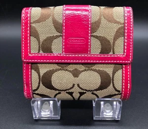 Retro Coach bifold wallet with double snap closure, signature canvas and leather - Picture 1 of 19