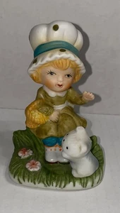 HOMECO 1430 Girl Holding Basket and Her Kitten Figurine Vintage - Picture 1 of 6