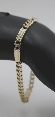 Brazalete de barra de Italia de oro amarillo sólido de 14 k para hombre y mujer de 5 mm 8" 22 g Foto 1 de 4