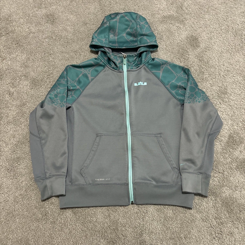 NIKE LeBron James Hero Therma-Fit Cremallera Completa Gris Sudadera con Capucha Juvenil Grande Foto 1 de 4