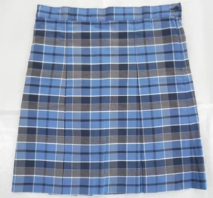 Girls Donald's Blue & Gray Plaid Box Pleat Uniform Skirt 1/2 Sz 12 1/2 & 14 1/2 - Picture 1 of 4