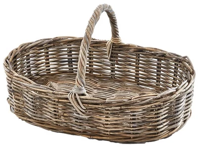 Tablett Dekotablett Serviertablett Henkeltablett aus Rattan kubu grey oval - Bild 1 von 4