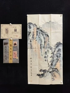 Antiguo rollo chino de pintura a mano paisaje papel de arroz certificado por Zhang Daqian - Imagen 1 de 6