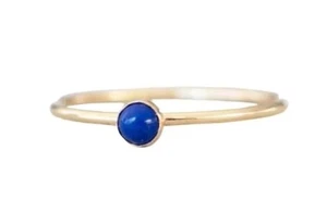 14k Gold Ring Lapis Lazuli Gemstone Ring Stackable Gold Ring Duty Tariff Free - Picture 1 of 4