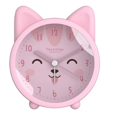 Children Cute Animal Dog/cat Alarm Clock Silent Non Ticking Silicone Clock Night - Image 1 of 4