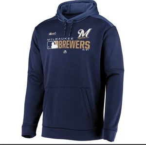 Sudadera con Capucha Milwaukee Brewers Majestic Authentic Collection Para Hombre Mediana - Imagen 1 de 6