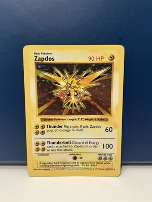 Pokémon TCG Zapdos Holo Rare Card Base Set Shadowless 16/102 MP - Image 1 of 4