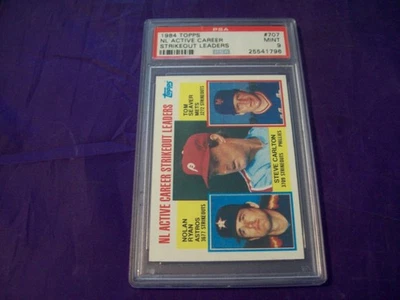 1984 TOPPS #707 NL STRIKEOUT LDRS NOLAN RYAN, STEVE CARLTON, TOM SEAVER PSA 9 - Image 1 of 2
